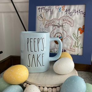 Rae Dunn Light Blue PEEP's SAKE Easter Mug - NEW